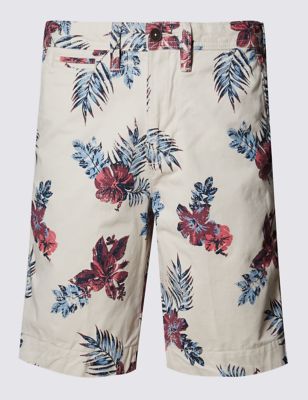 Pure Cotton Floral Chino Shorts